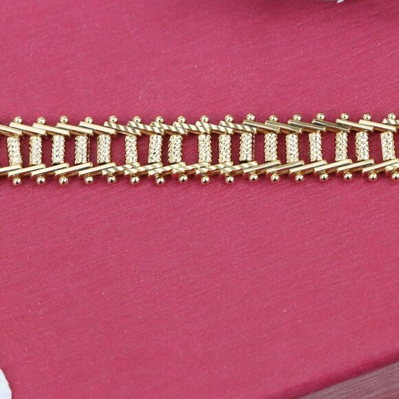 "Elegant Rose Gold Plated Bracelet with Textured Ladder Design, XPBL0858 - Picture 9 of 12